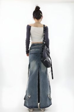 Style Core Aesthetics, New Style Trends - Y2K Denim Maxi Skirt