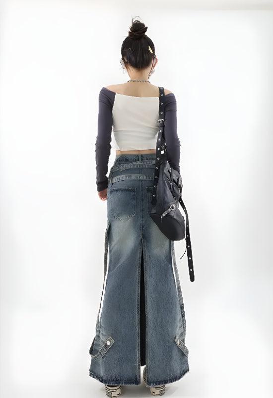 Style Core Aesthetics, New Style Trends - Y2K Denim Maxi Skirt Style Core Aesthetics, New Style Trends - Y2K Denim Maxi Skirt