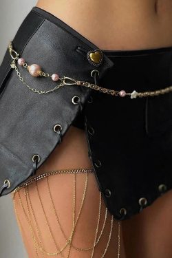 Style Core Aesthetics, New Style Trends - Y2K Grunge Faux Leather Mini Skirt