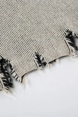 Style Core Aesthetics, New Style Trends - Y2K Grunge Long Sleeve Distressed Top