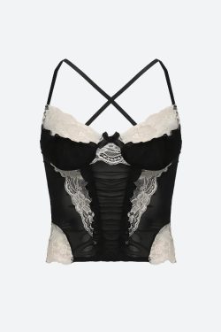 Style Core Aesthetics, New Style Trends - Y2K Lace Sheer Cropped Top