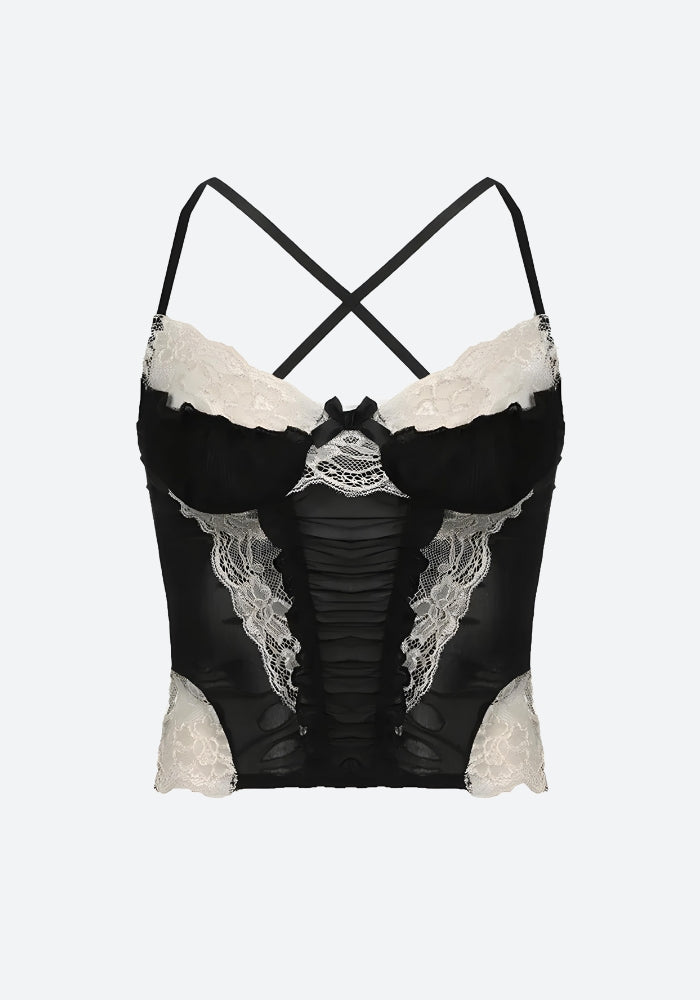 Style Core Aesthetics, New Style Trends - Y2K Lace Sheer Cropped Top Style Core Aesthetics, New Style Trends - Y2K Lace Sheer Cropped Top