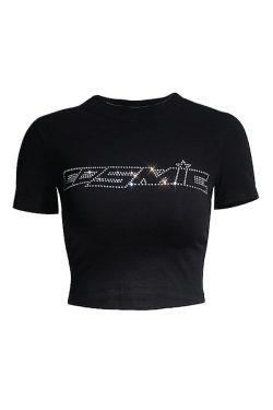 Style Core Aesthetics, New Style Trends - Y2K Rhinestone Cosmic Crop Top