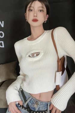 Style Core Aesthetics, New Style Trends - Y2K Ribbed Cropped Sweater