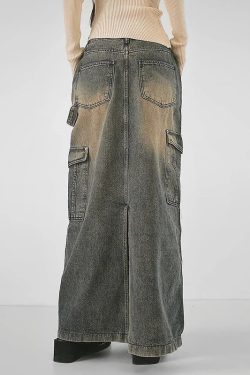 Style Core Aesthetics, New Style Trends - Y2K Side Strap Cargo Maxi Skirt