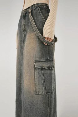 Style Core Aesthetics, New Style Trends - Y2K Side Strap Cargo Maxi Skirt