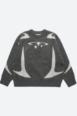 Style Core Aesthetics, New Style Trends - Y2K Star Futuristic Knitted Sweater