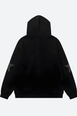 Style Core Aesthetics, New Style Trends - Y2K Star Patch Zip-Up Hoodie