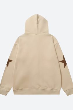 Style Core Aesthetics, New Style Trends - Y2K Star Patch Zip-Up Hoodie