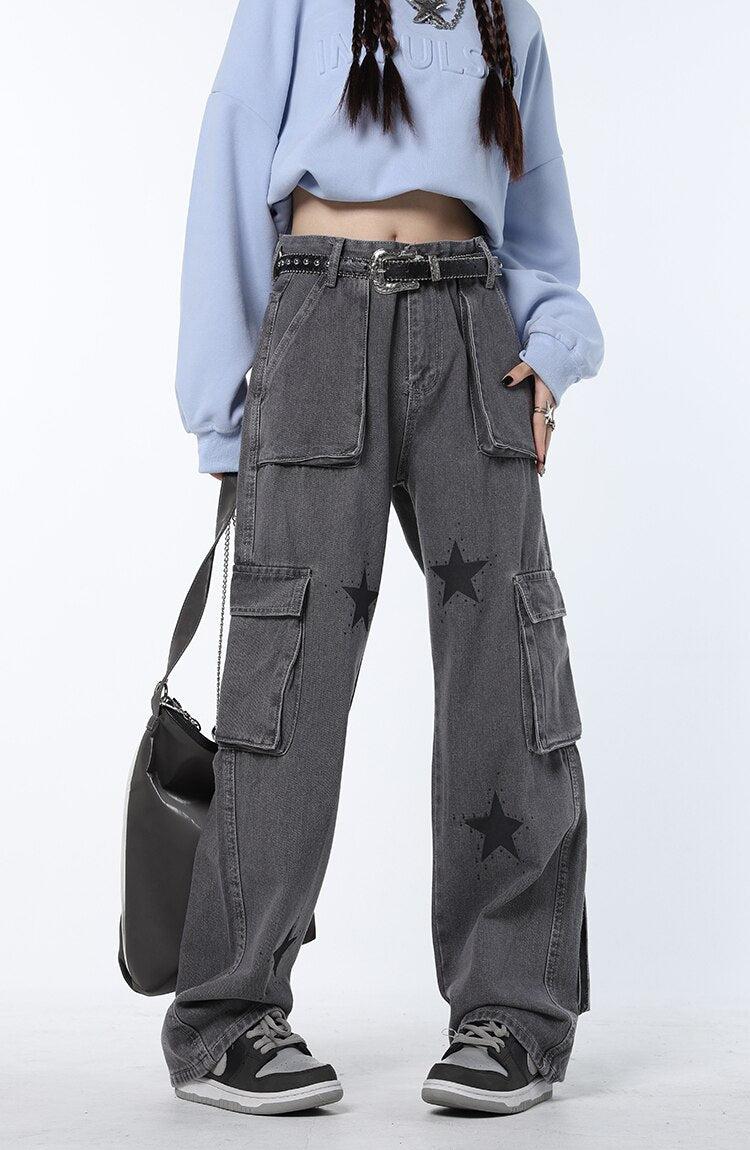 Style Core Aesthetics, New Style Trends - Y2K Star Printed Cargo Pants Style Core Aesthetics, New Style Trends - Y2K Star Printed Cargo Pants