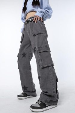 Style Core Aesthetics, New Style Trends - Y2K Star Printed Cargo Pants