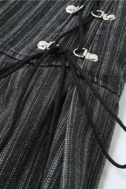 Style Core Aesthetics, New Style Trends - Y2K Striped Lace Up Mini Skirt