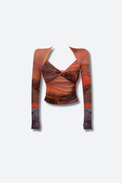 Style Core Aesthetics, New Style Trends - Y2K Sunset Mesh Top