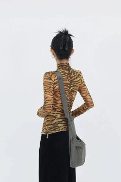 Style Core Aesthetics, New Style Trends - Y2K Tiger Mesh Top