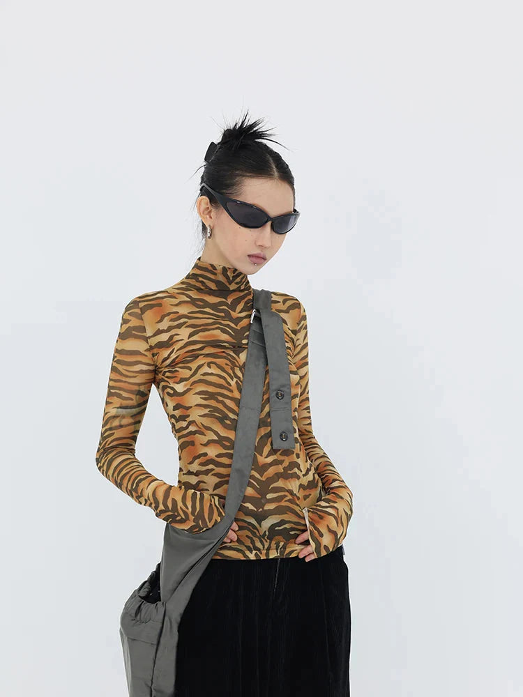 Style Core Aesthetics, New Style Trends - Y2K Tiger Mesh Top Style Core Aesthetics, New Style Trends - Y2K Tiger Mesh Top