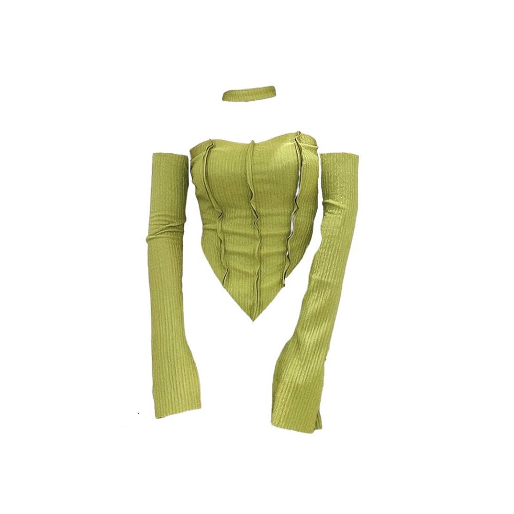 Style Core Aesthetics, New Style Trends - Y2K Top & Gloves Set Style Core Aesthetics, New Style Trends - Y2K Top & Gloves Set