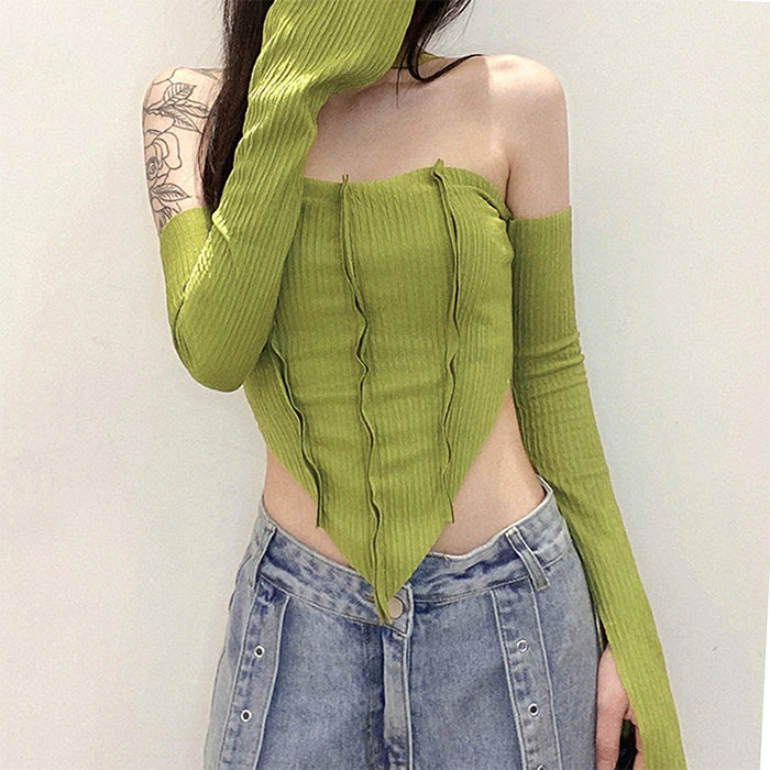 Style Core Aesthetics, New Style Trends - Y2K Top & Gloves Set Style Core Aesthetics, New Style Trends - Y2K Top & Gloves Set