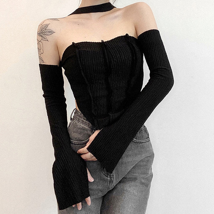 Style Core Aesthetics, New Style Trends - Y2K Top & Gloves Set Style Core Aesthetics, New Style Trends - Y2K Top & Gloves Set