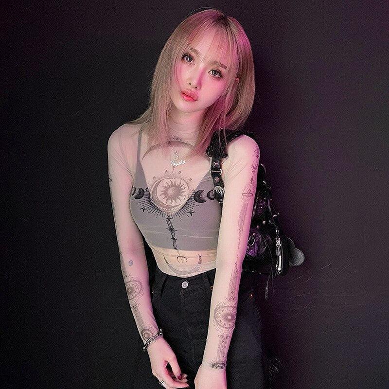 Style Core Aesthetics, New Style Trends - Zodiac Graphic Mesh Top Style Core Aesthetics, New Style Trends - Zodiac Graphic Mesh Top