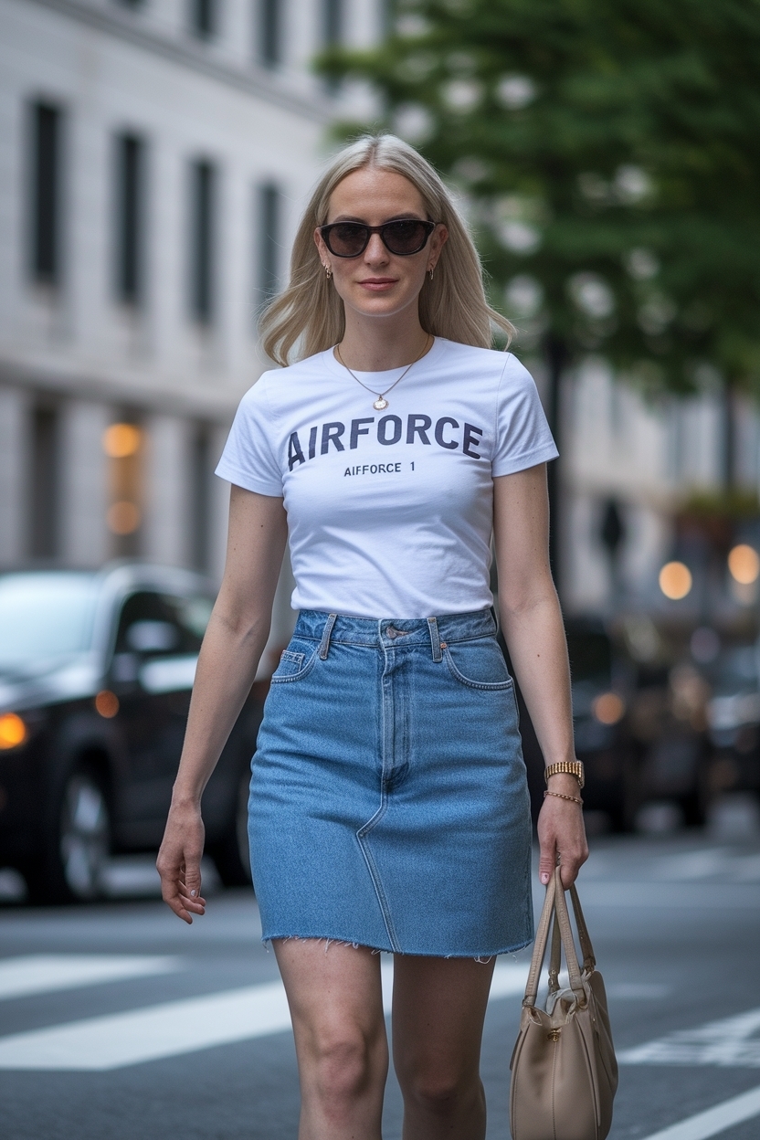 Airforce 1 Outfit Women Denim Skirt: Casual Chic Vibes outfit idea