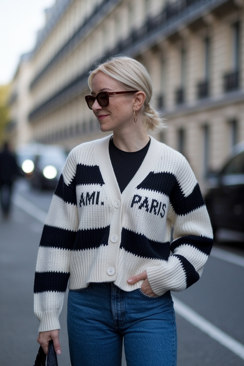 Ami Paris Cardigan Outfit Women for Effortless Style outfit idea