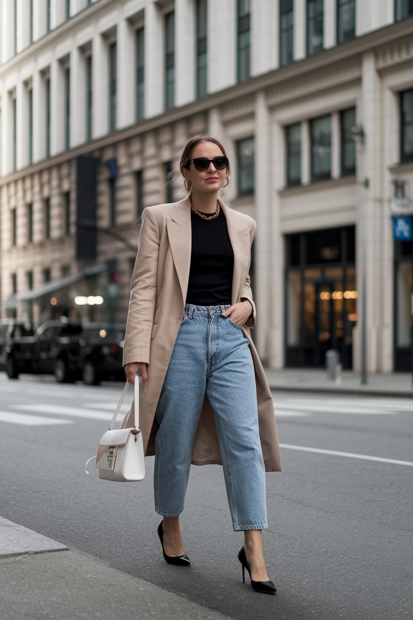 Baggy Jeans and Heels Outfit for a Chic Look outfit idea