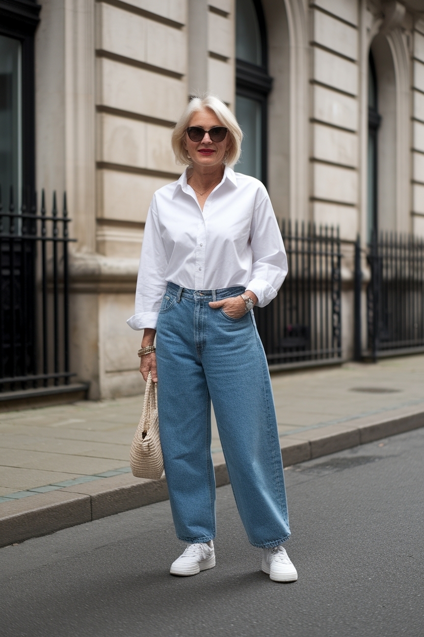 Baggy Jeans Outfit Women Over 50: Chic and Comfortable outfit idea