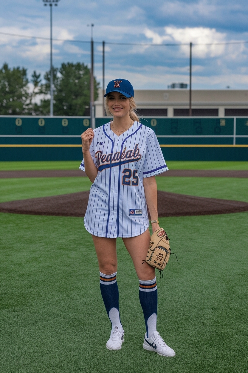 Baseball Jersey Outfit Women Fashion: Trendy and Sporty outfit idea