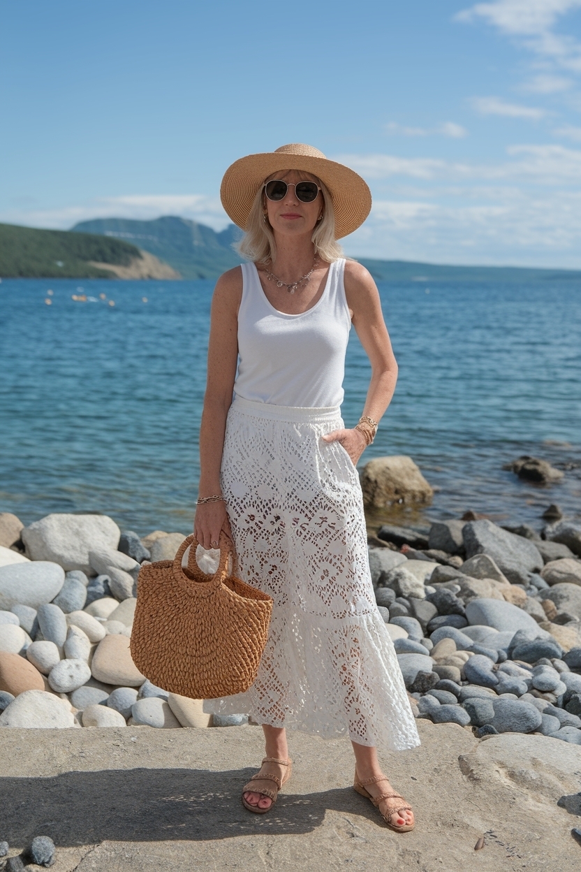 Beach Outfit for Women Over 40: Effortless Shore Looks outfit idea