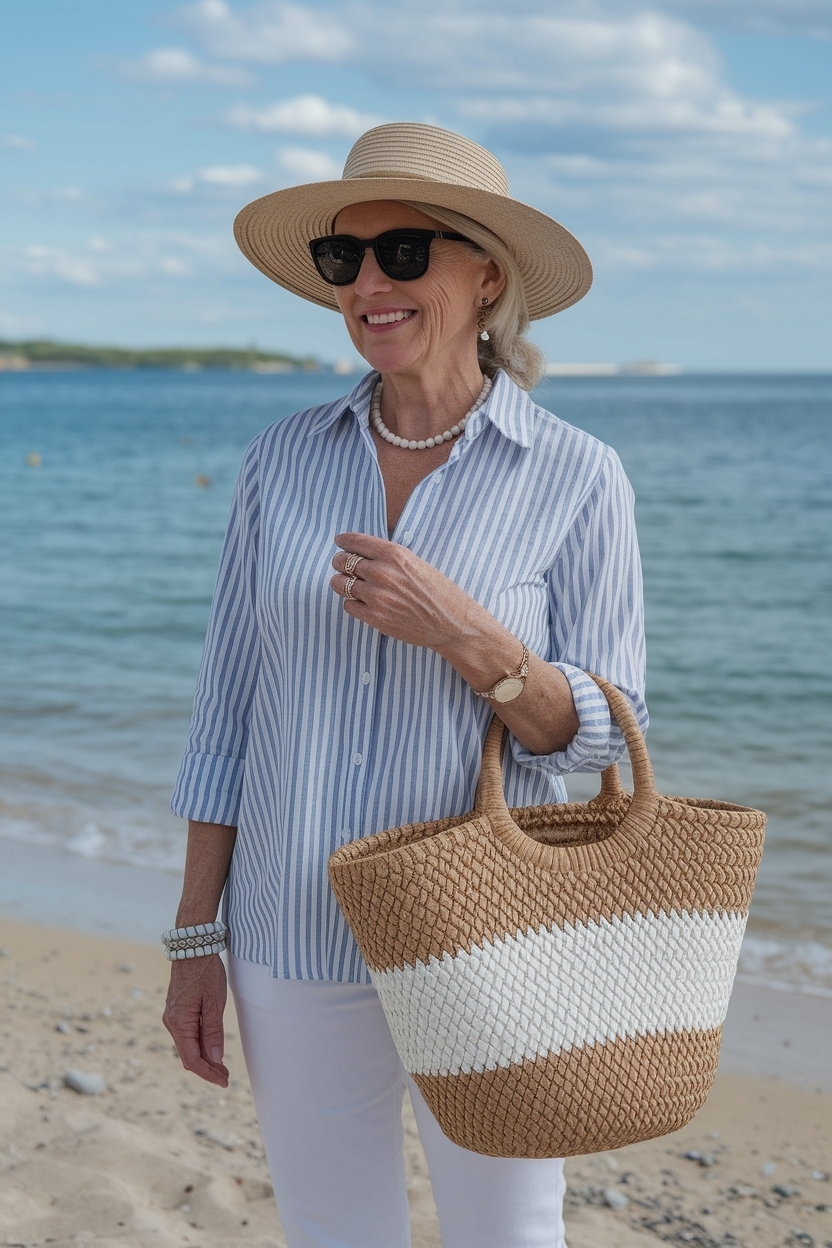 Beach Outfit for Women Over 40 Over 50: Trendy Beachwear Ideas outfit idea