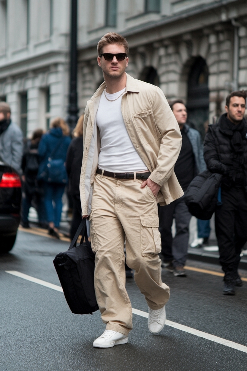 Beige Cargo Pants Outfit Men: Versatile and Stylish Choices outfit idea