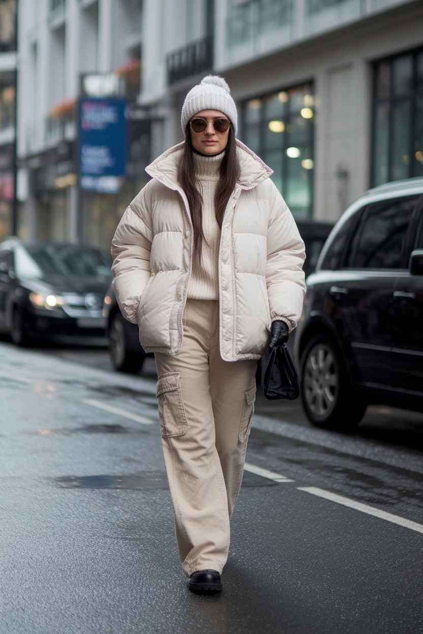 Beige Cargo Pants Outfit Winter: Stay Warm and Stylish outfit idea