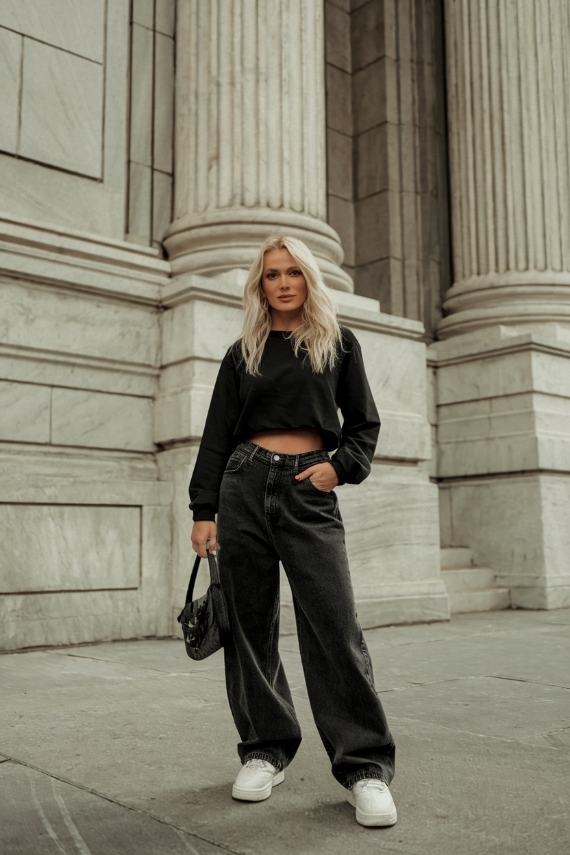 Black Baggy Jeans Outfit 90s: Embrace the Vintage Vibe outfit idea