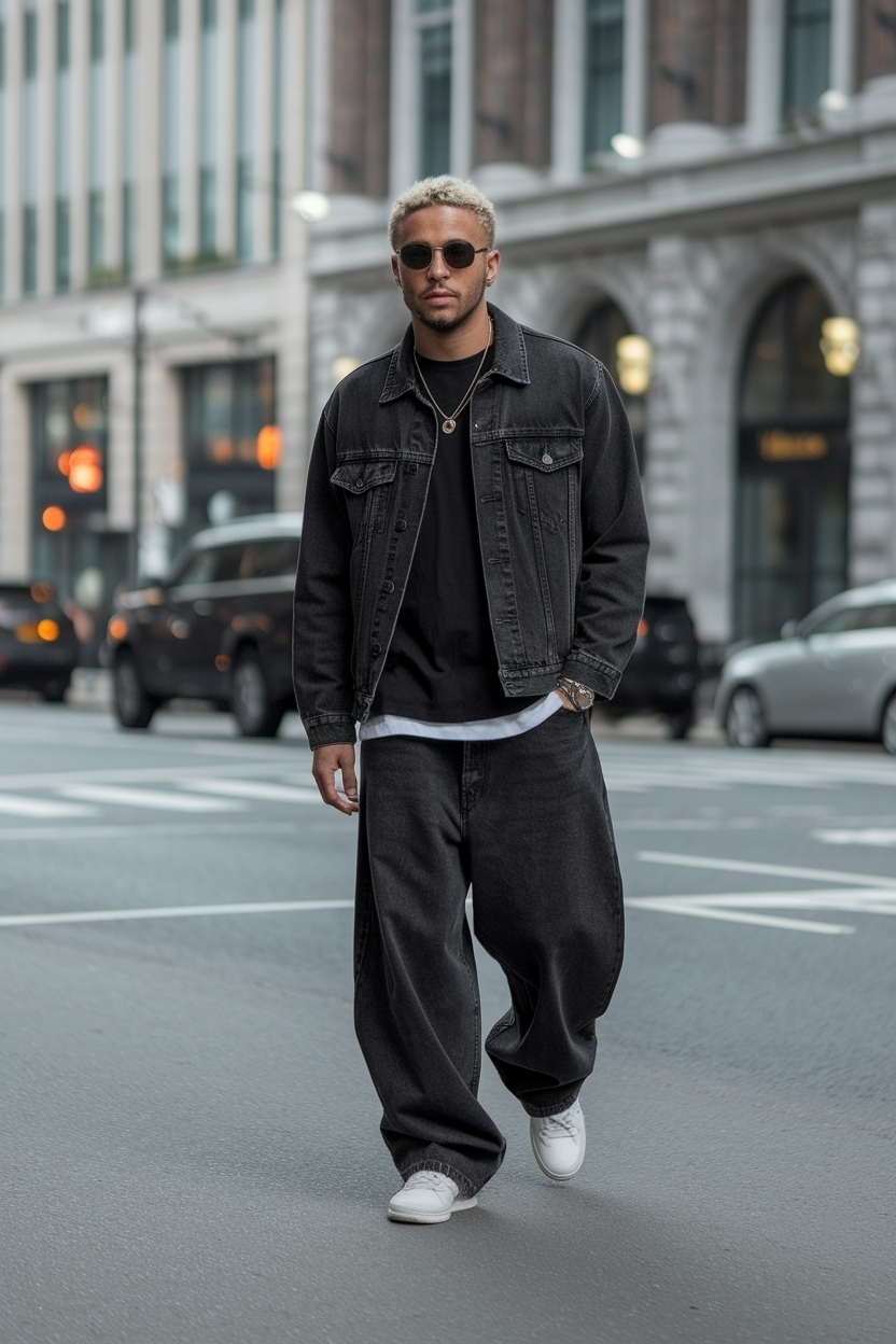 Black Baggy Jeans Outfit Men: Casual Cool for Him outfit idea