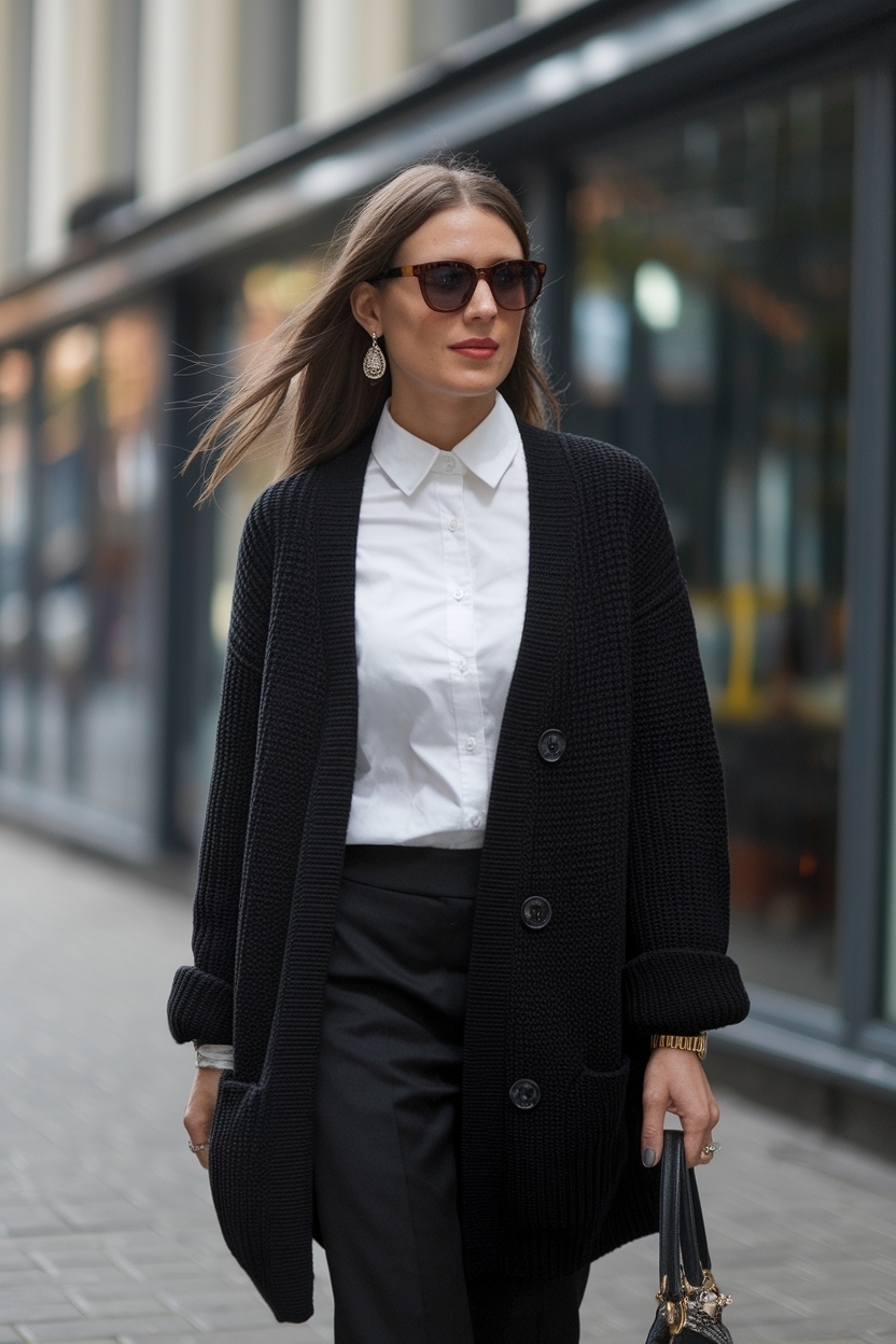 Black Cardigan Formal Outfit Women: Elevate Your Style outfit idea
