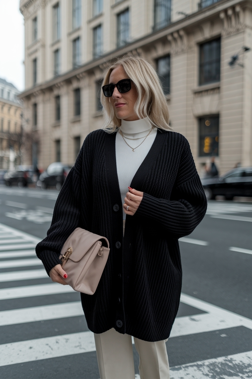 Black Cardigan Outfit Women Oversize for Cozy Fashion outfit idea