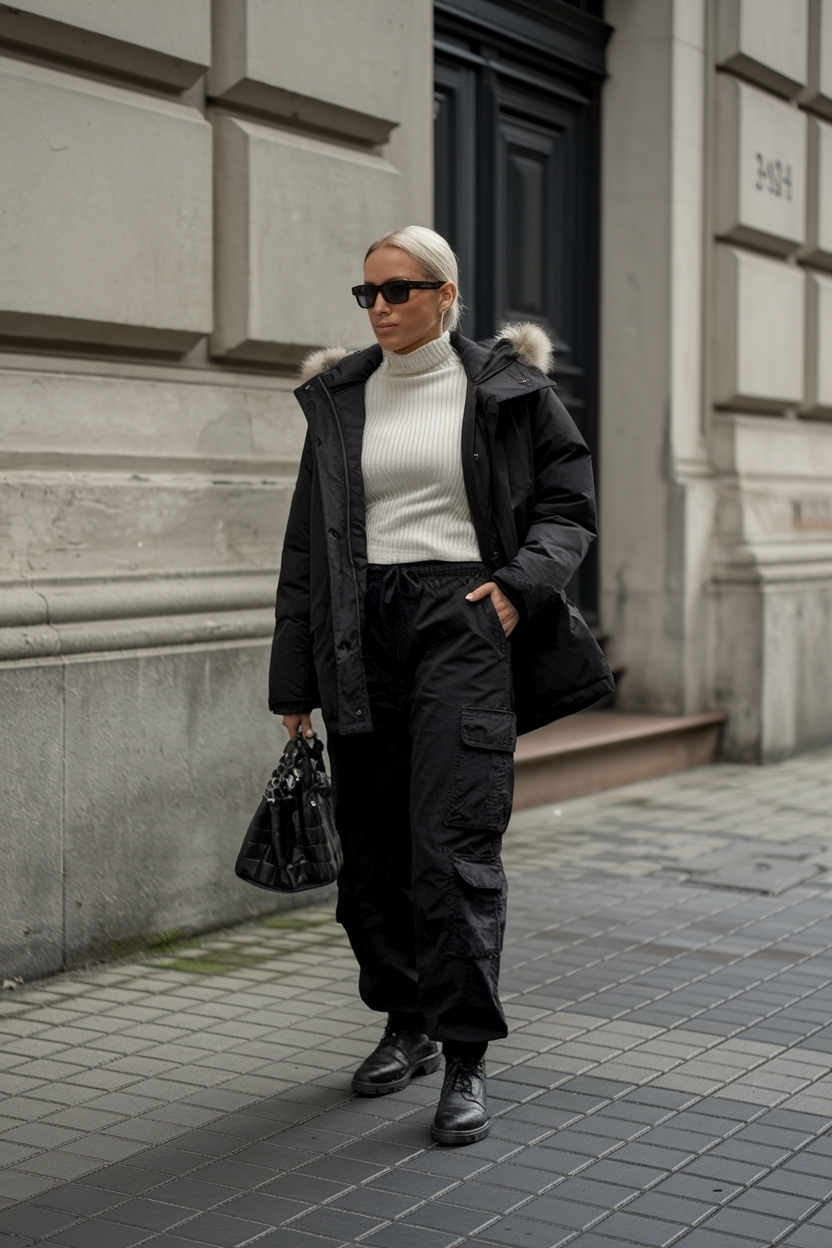 Black Cargo Pants Outfit Winter: Cozy and Chic Essentials outfit idea