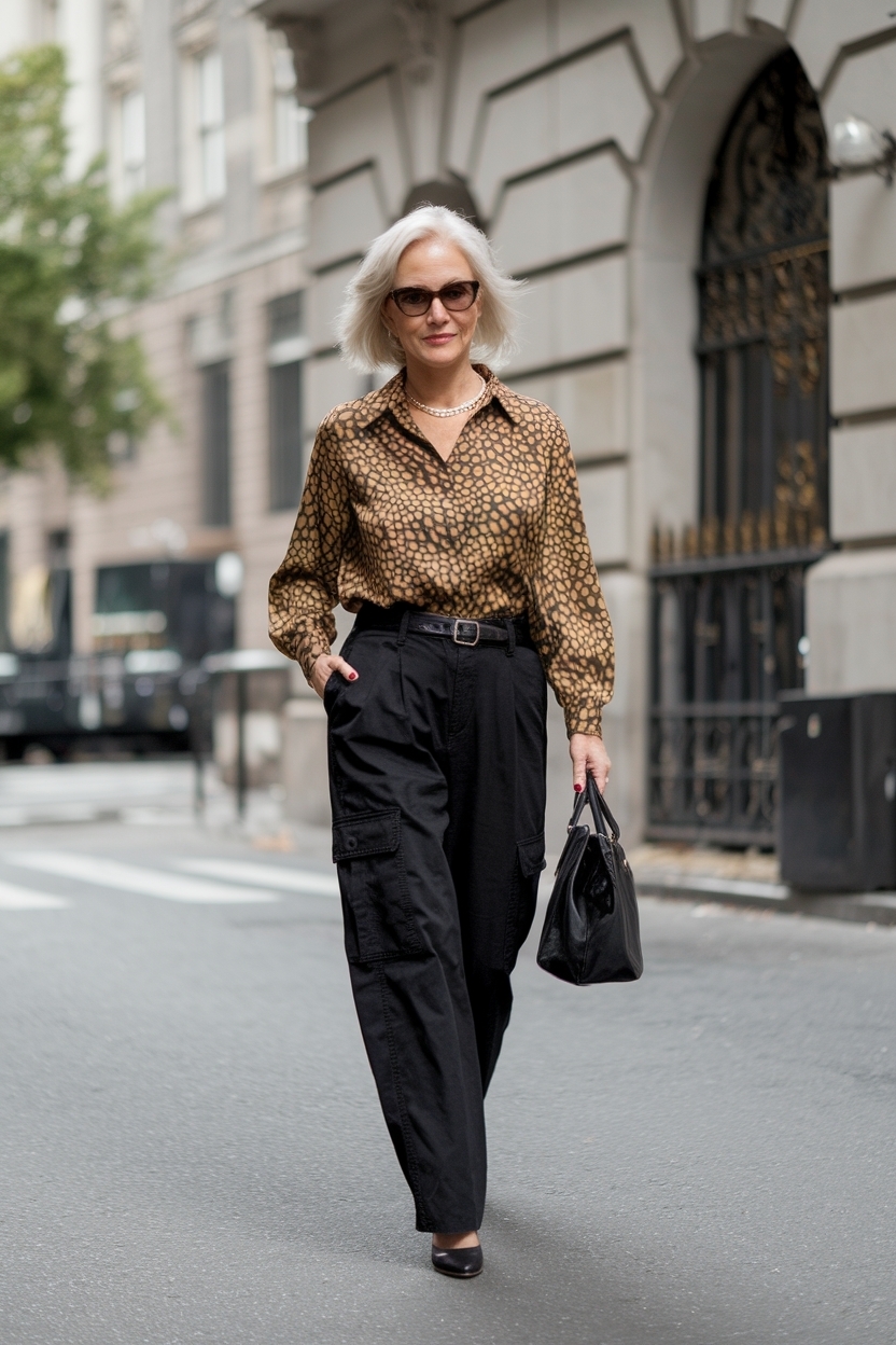 Black Cargo Pants Outfit Women Over 50: Trendy & Versatile outfit idea