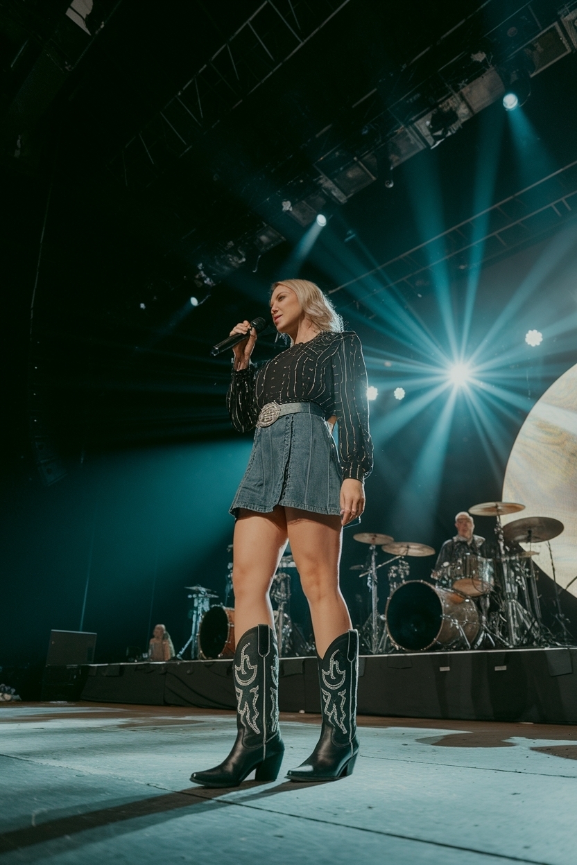 Black Cowboy Boots Outfit Concert: Chic Combinations outfit idea