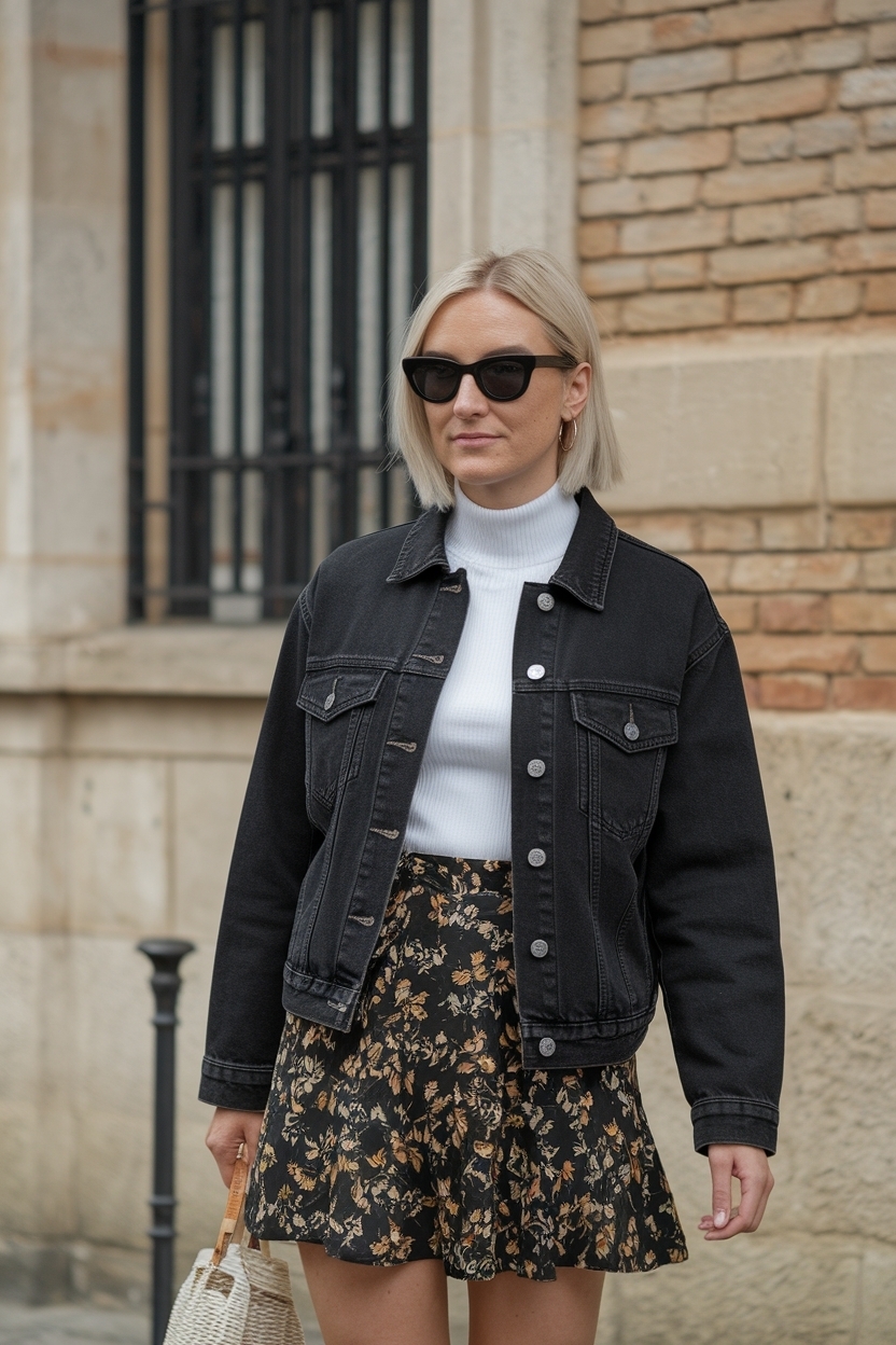 Black Denim Jacket Outfit Women with Ski: Winter Ready outfit idea