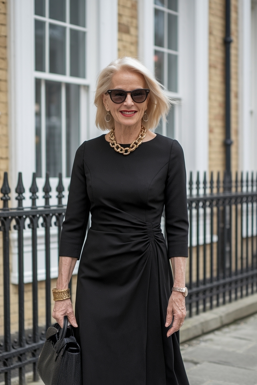 Black Dress Outfit for Women Over 50: Elegant Evening Choices outfit idea