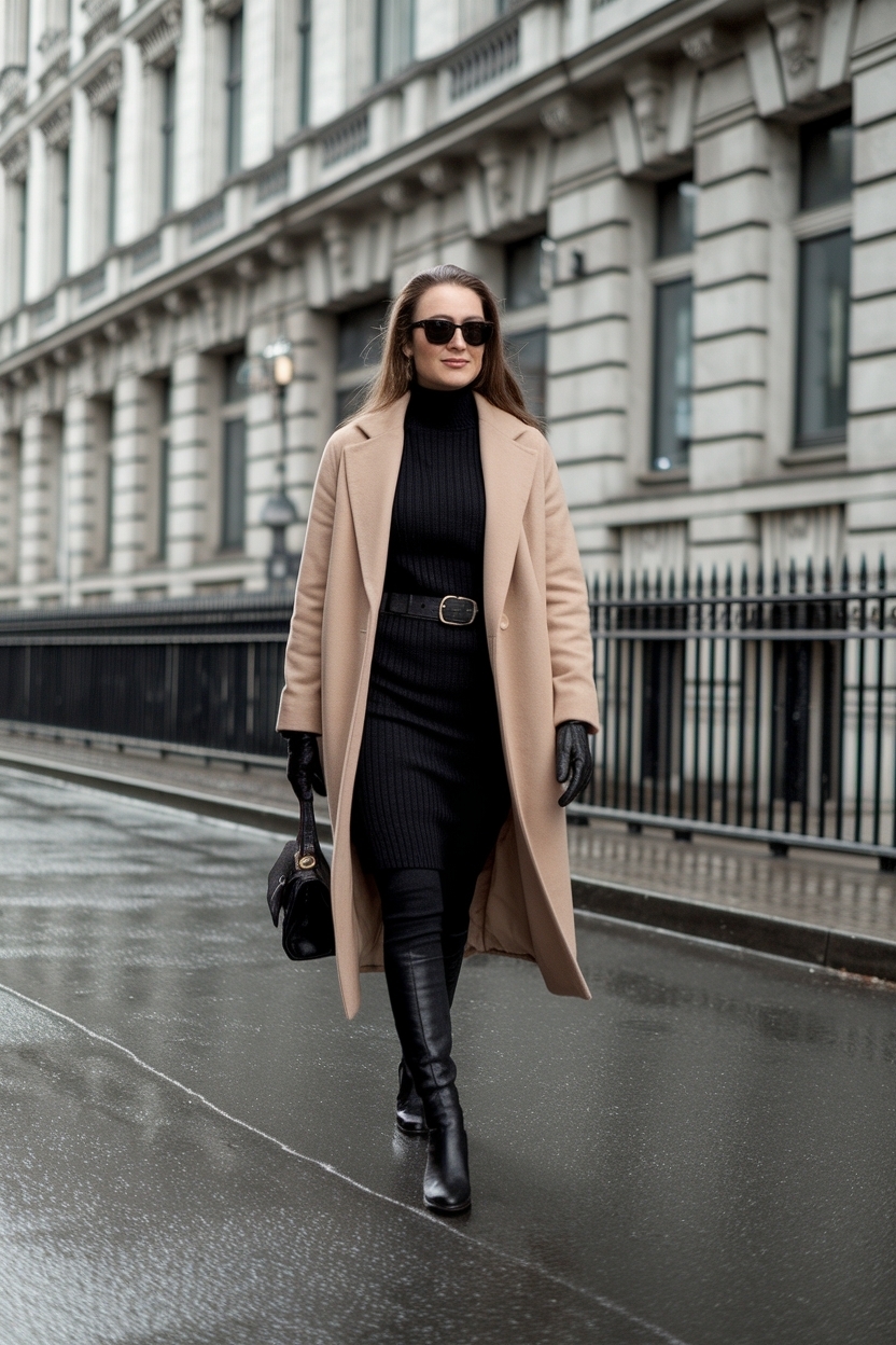 Chic Black Knit Dress Outfit Winter for Cozy Days outfit idea