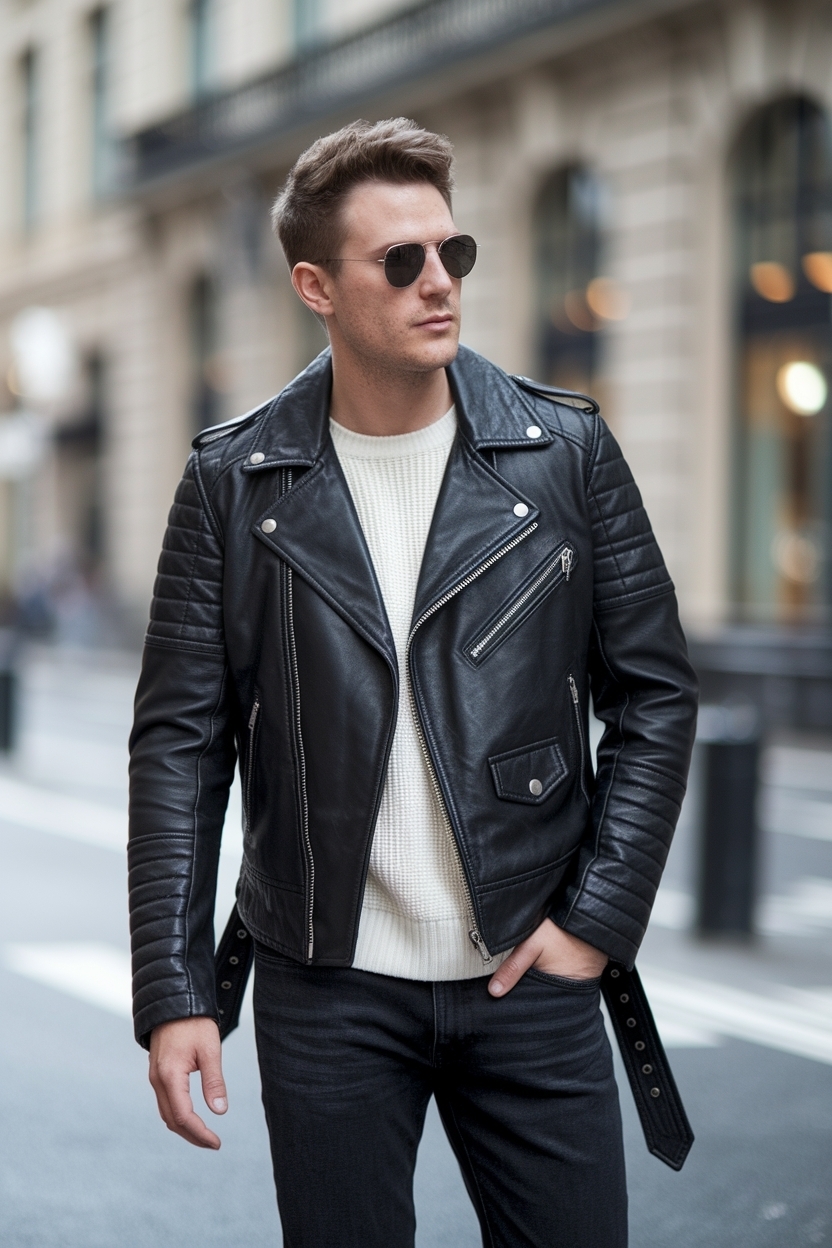 Black Leather Jacket Men Outfit: Elevate Your Wardrobe outfit idea