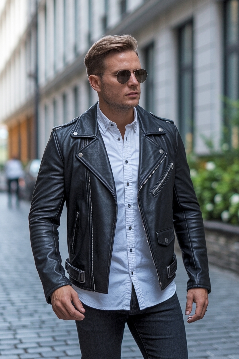 Black Leather Jacket Outfit Men: Fashion for Every Occasion outfit idea