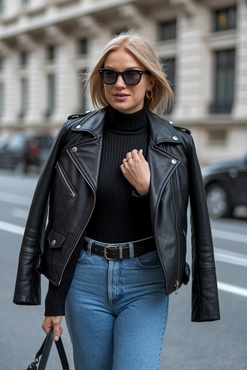 Black Leather Jacket Outfit Women: Chic and Versatile Choices outfit idea
