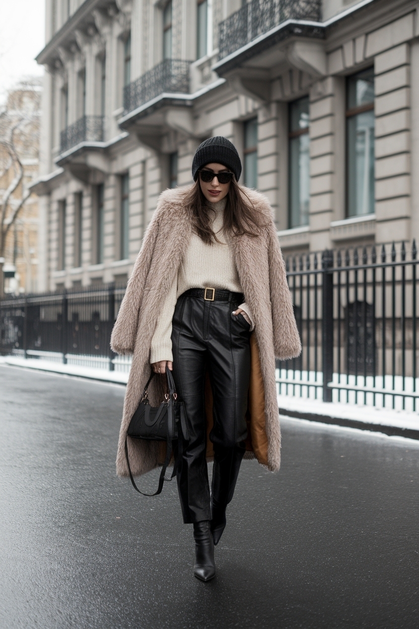 Chic Black Leather Pants Outfit Winter for a Sleek Look outfit idea