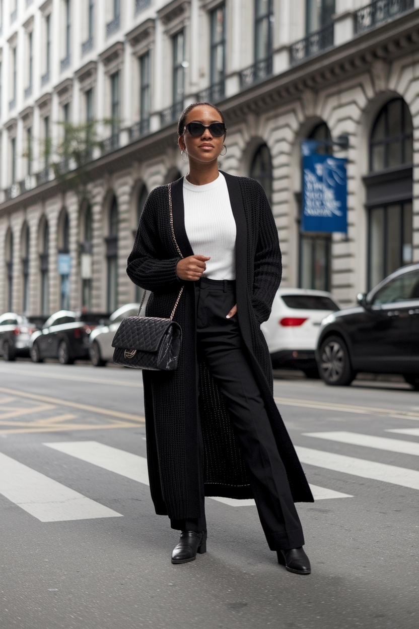 Black Long Cardigan Outfit Black Women: Effortless Layering Tips outfit idea