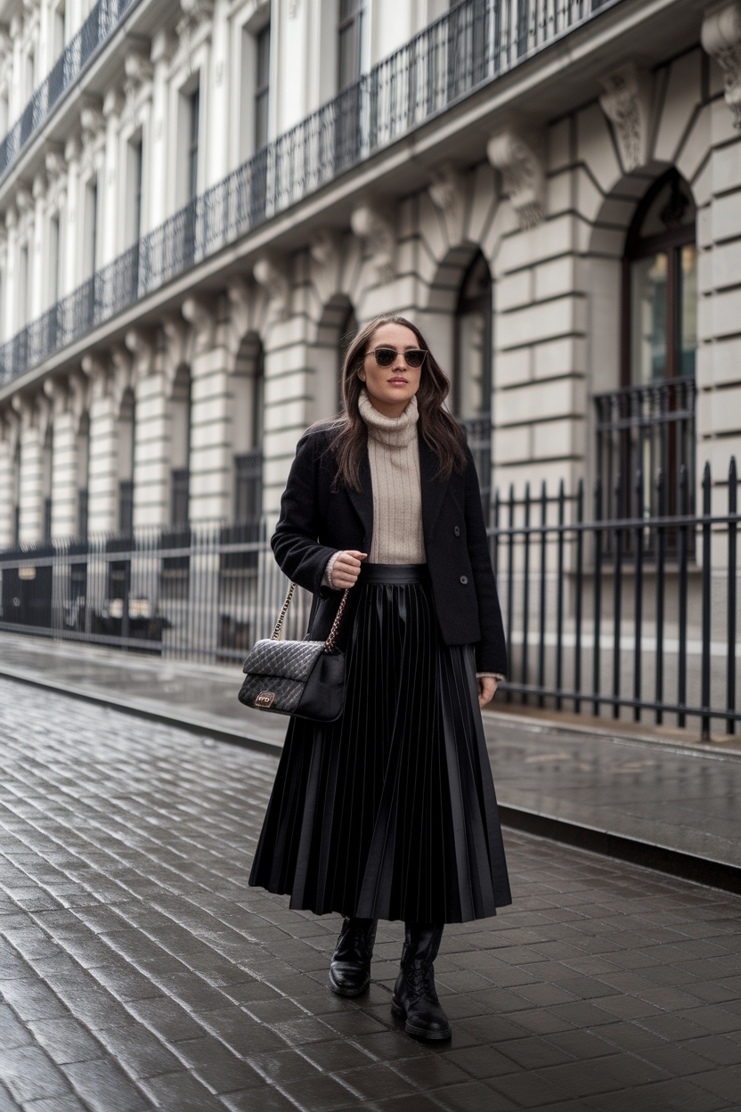 Elevate Your Black Long Skirt Outfit Winter with Layers outfit idea