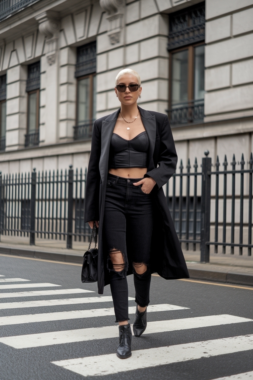 Black Ripped Jeans Outfit Baddie for Edgy Vibes outfit idea