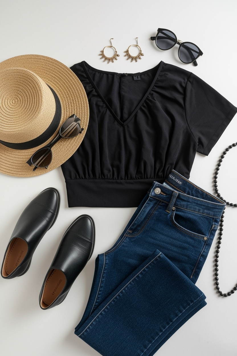 Trendy Black Top and Jeans Outfit for Casual Days outfit idea